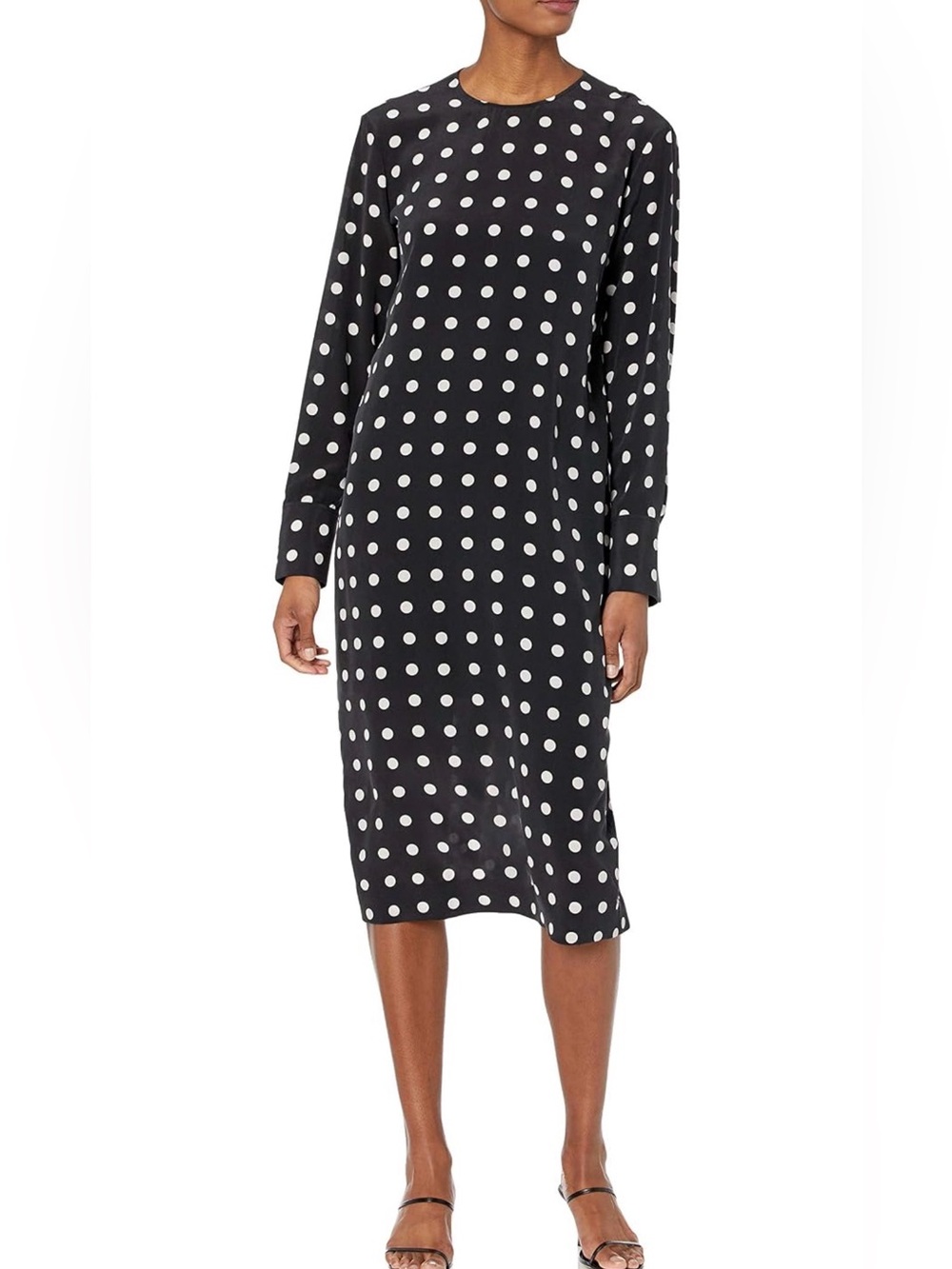 Equipment Black and White Polka Dot Midi Dress